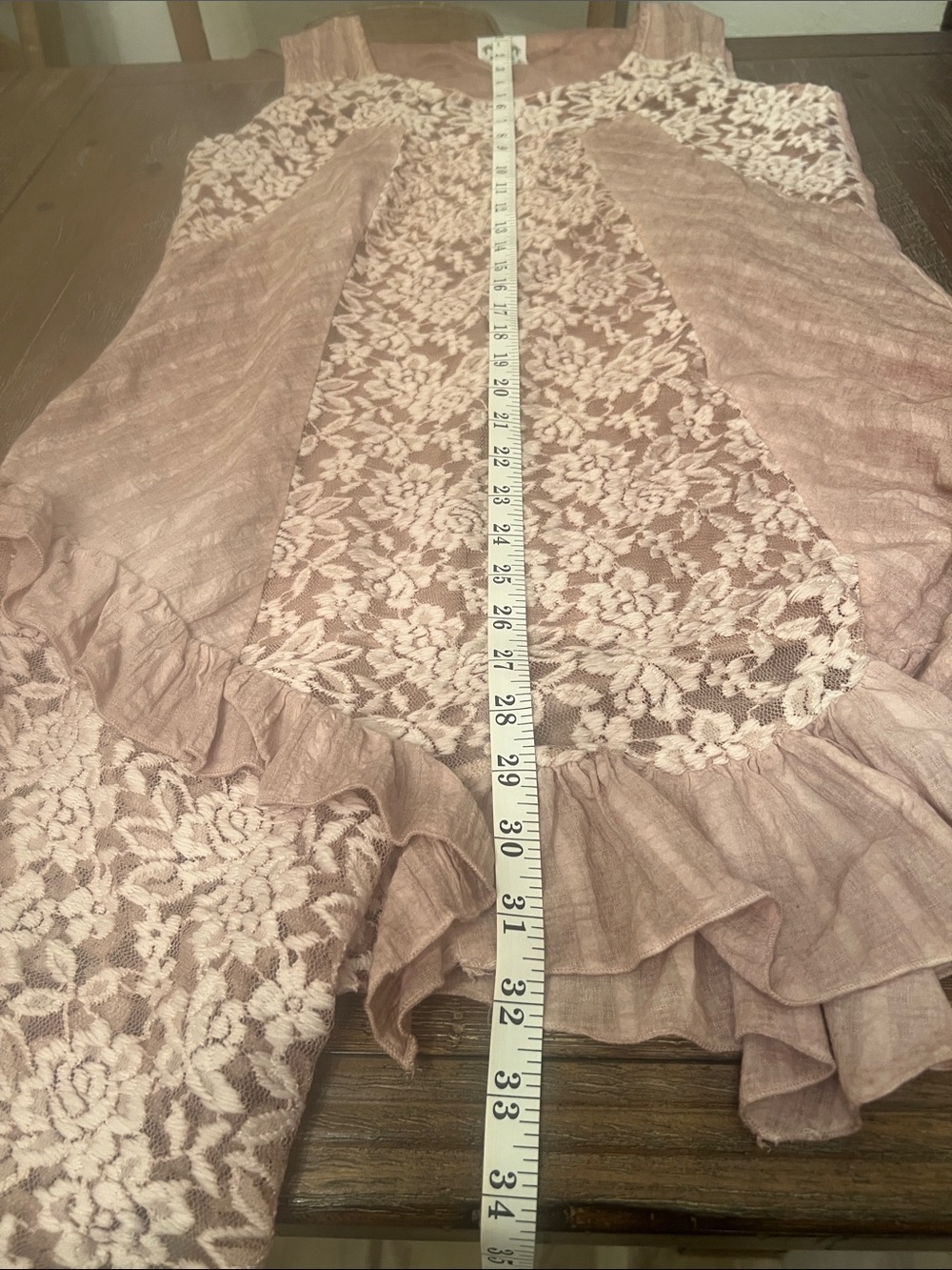 Sleeveless Lace-Front Ruffle Hem Mini Dress in Dusty Rose - Picture 7 of 10